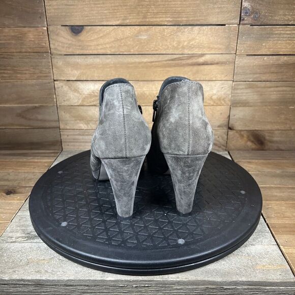 Paul Green Womens Size UK 3/US 5.5 Suede Gray Brown Heel Ankle Bootie - Picture 4 of 10